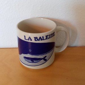 Vintage Taylor & Ng Blue La Baleine Whale and Baby Coffee Mug Rare